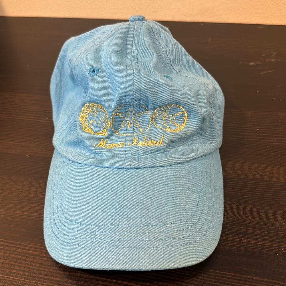 Marco Island baseball cap - blue with gold embroidery